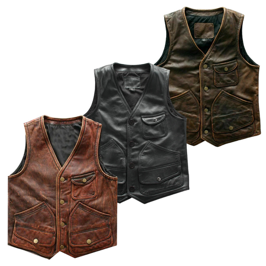 25x VESTS EN CUIR GENUINE